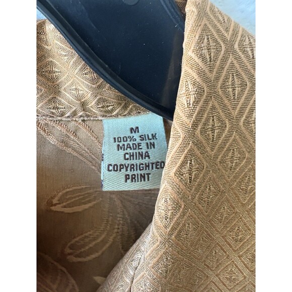 Tommy Bahama Men's Silk Short Sleeve Button-Up Shirt Gold Size M - Picture 3 of 6